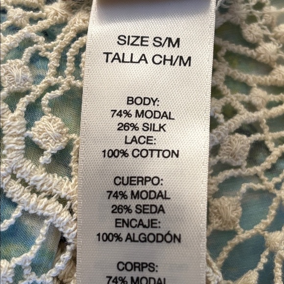 Chico's | Multicolor Blouse with Lace Detail poncho style top - Picture 11 of 11